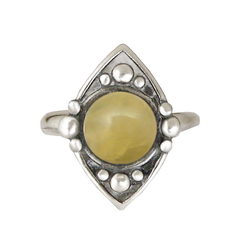 Sterling Silver Gemstone Ring With Yellow Jade Size 6